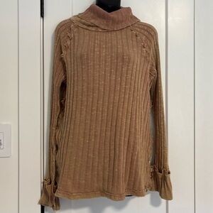 Free People Brown Cowl Neck Sweater